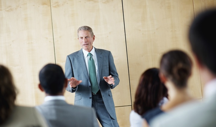 A man at a speaking event